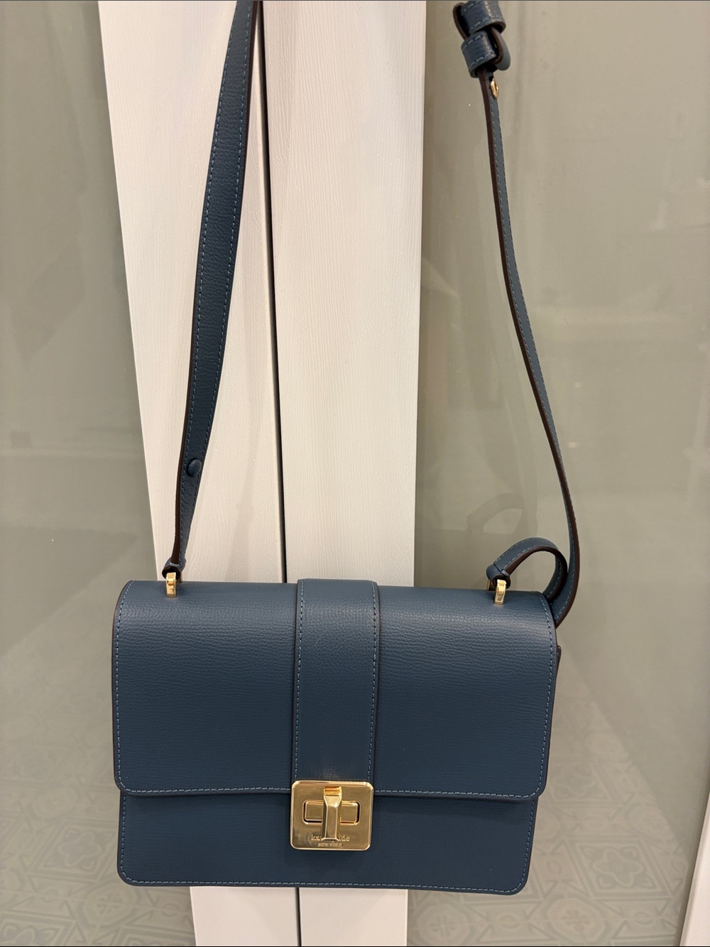 kate spade Blue Leather Satchel with Gold Turn-Lock - Picture 2 of 5